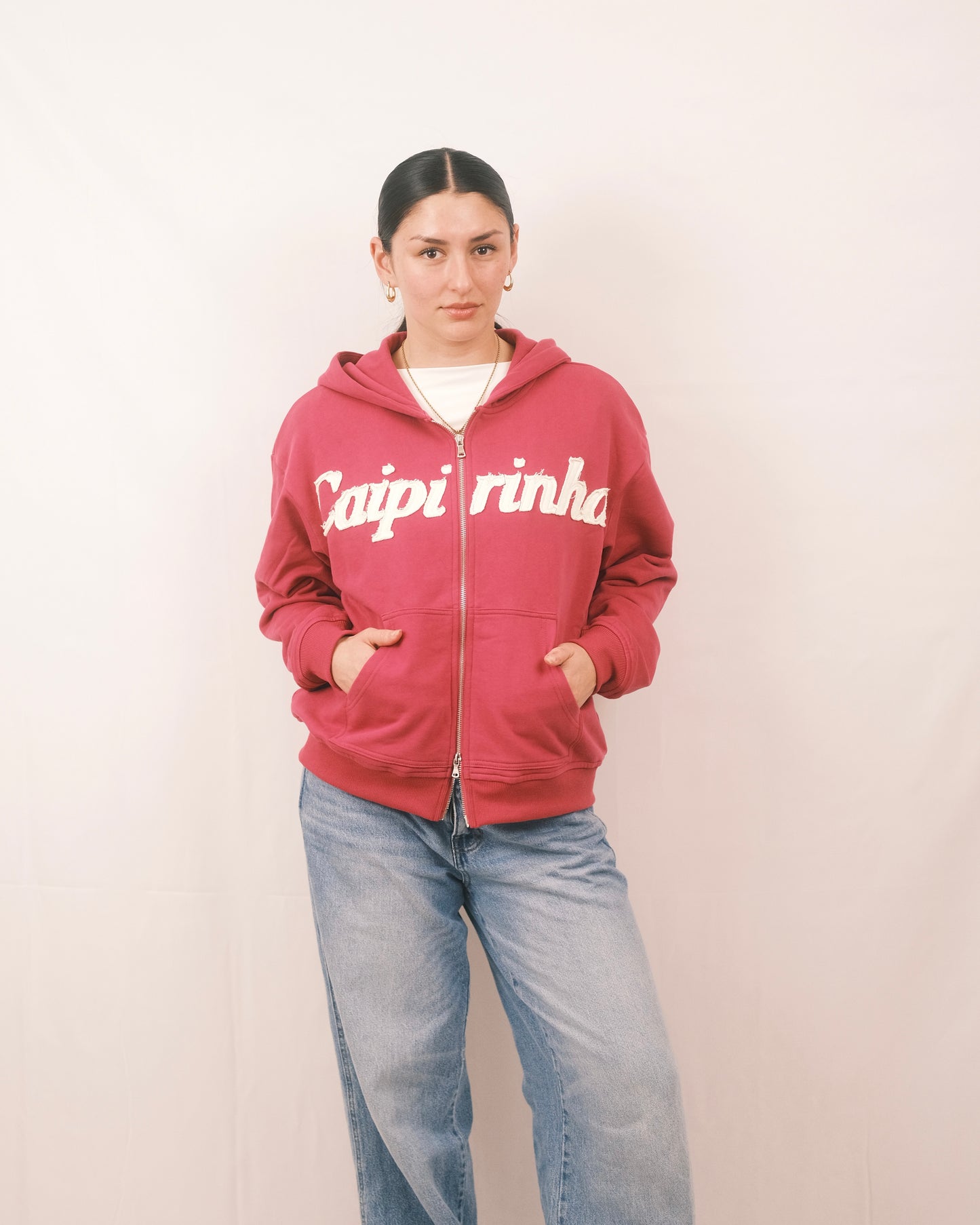 Pink Distressed Embroidery Jacket