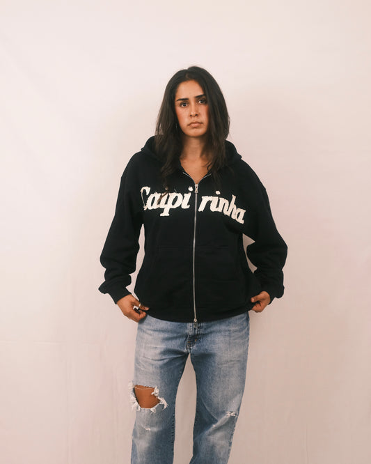 Black Distressed Embroidery Jacket
